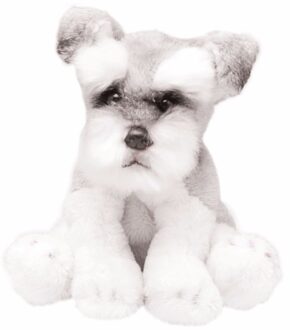 Knuffel Schnauzer - hondenras knuffeldier - wit met grijs - 13 cm