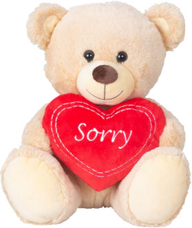 Knuffelbeer - lichtbruin - sorry/excuses - 30 cm - hartje