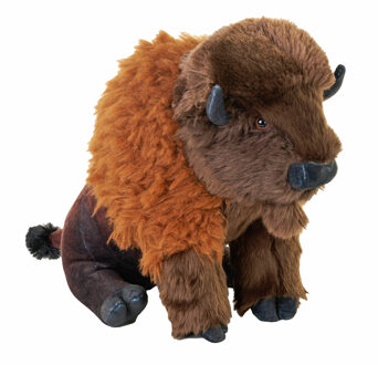 Knuffeldier Bizon - pluche - bruin - knuffeldier - 33 cm