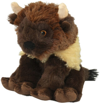 Knuffeldier Bizon - zachte pluche stof - bruin - kwaliteit knuffels - 14 cm