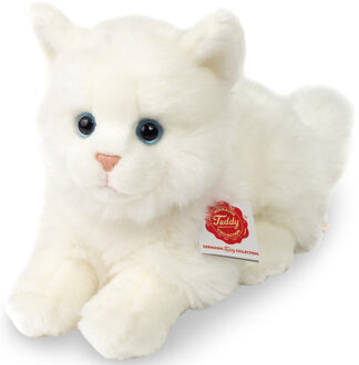 Knuffeldier Britse korthaar kat/poes - zachte pluche stof - premium kwaliteit knuffels - wit - 20 cm