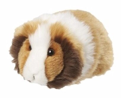 Knuffeldier Cavia - pluche knuffel - 13 cm - bruin/wit - huisdieren knuffel