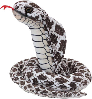 Knuffeldier Cobra slang - zachte pluche stof - donkerbruin - premium kwaliteit knuffels - 120 cm