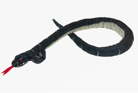 Knuffeldier Cobra slang - zachte pluche stof - premium knuffels - zwart - 100 cm