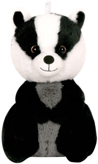 Knuffeldier Das - zachte pluche stof - dieren knuffels - zwart/grijs - 24 cm