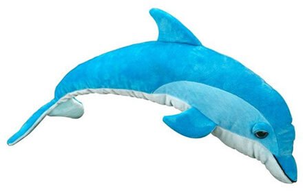 Knuffeldier dolfijn - zachte pluche stof - veel details - blauw - 60 cm