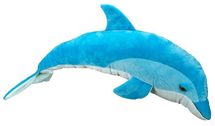Knuffeldier dolfijn - zachte pluche stof - veel details - blauw - 85 cm