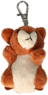 Knuffeldier eekhoorn sleutelhanger - zachte pluche stof - veel details - bruin - 6 cm