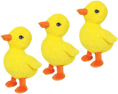 Knuffeldier Eenden kuiken - 3x - zachte pluche stof - dieren knuffels - geel - 24 cm - Vogel knuffels