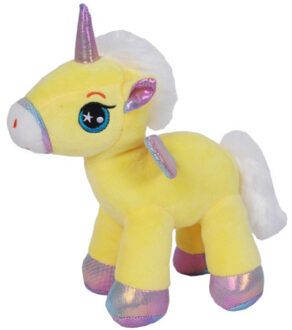 Knuffeldier Eenhoorn Eureka - zachte pluche stof - dieren knuffels - geel - 22 cm