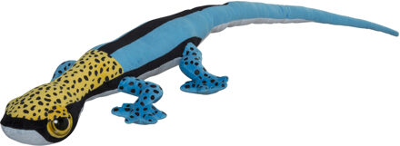 Knuffeldier Gekko Hagedis - pluche stof - premium knuffels - blauw/geel - 112 cm - Knuffeldier Multikleur