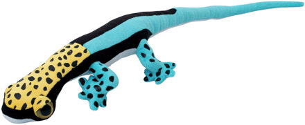 Knuffeldier Gekko Hagedis - pluche stof - premium knuffels - blauw/geel - 62 cm - Knuffeldier