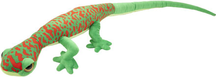 Knuffeldier Gekko Hagedis - pluche stof - premium knuffels - groen/rood - 112 cm - Knuffeldier