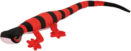 Knuffeldier Gekko Hagedis - zachte pluche stof - premium knuffels - rood/zwart - 112 cm - Knuffeldier