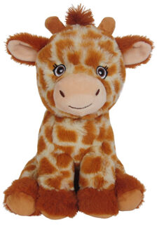 Knuffeldier Giraffe Elvira - zachte pluche stof - wilde dieren knuffels - bruin - 24 cm