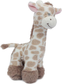 Knuffeldier Giraffe - zachte pluche stof - lichtbruin - kwaliteit knuffels - 28 cm - liggend