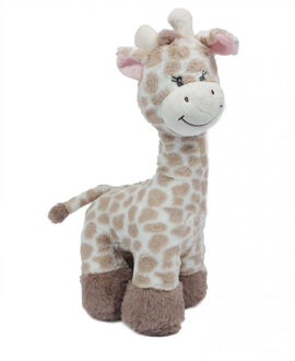 Knuffeldier Giraffe - zachte pluche stof - lichtbruin - kwaliteit knuffels - 36 cm - liggend