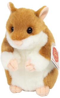 Knuffeldier Hamster - zachte pluche stof - premium knuffels - bruin/wit - 16 cm