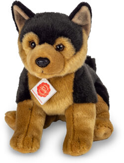 Knuffeldier Herdershond - zachte pluche stof - premium kwaliteit knuffels - bruin/zwart - 30 cm Multi