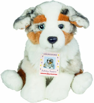 Knuffeldier hond Australische herder pup - zachte pluche stof - premium kwaliteit knuffels - 22 cm