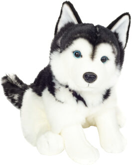 Knuffeldier hond Husky - zachte pluche - premium knuffels - grijs/wit - 30 cm