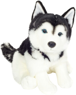 Knuffeldier hond Husky - zachte pluche stof - premium kwaliteit knuffels - grijs/wit - 30 cm