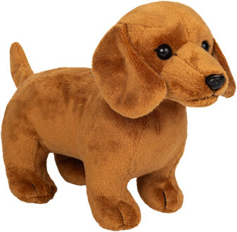 Knuffeldier hond Teckel - zachte pluche stof - premium kwaliteit knuffels - lichtbruin - 21 cm