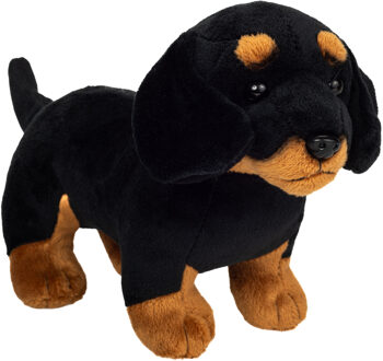 Knuffeldier hond Teckel - zachte pluche stof - premium kwaliteit knuffels - zwart - 21 cm
