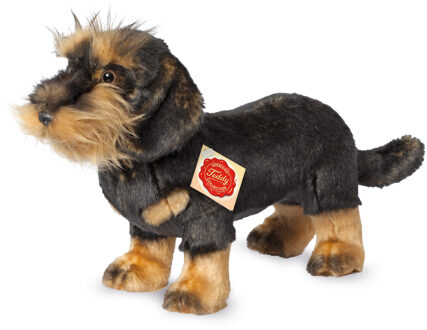 Knuffeldier hond Teckel - zachte pluche stof - premium kwaliteit knuffels - zwart/bruin - 28 cm