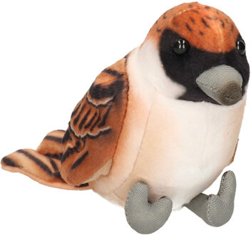 Knuffeldier Huismus vogel - zachte pluche stof - bruin - 10 cm