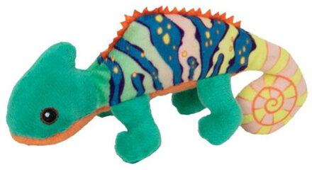 Knuffeldier Kameleon - zachte pluche stof - veel details - multi kleuren - 13 cm