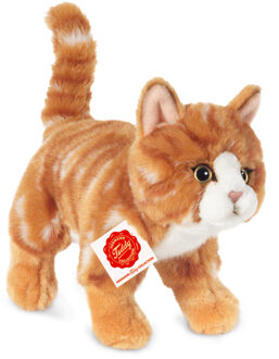 Knuffeldier kat/poes - pluche - premium kwaliteit knuffels - rood/oranje - 20 cm