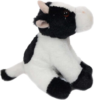 Knuffeldier Koe - zachte pluche stof - premium kwaliteit knuffels - wit/zwart - 12 cm