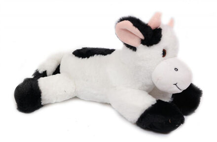Knuffeldier Koe - zachte pluche stof - premium kwaliteit knuffels - wit/zwart - 30 cm