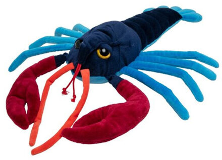 Knuffeldier Kreeft - zachte pluche stof - veel details - blauw/rood - 43 cm