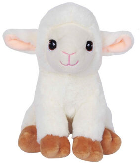 Knuffeldier Lammetje/schaap Lisa - zachte pluche stof - dieren knuffels - wit - 23 cm - Knuffel huisdieren