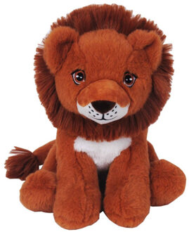 Knuffeldier Leeuw Ziggy - zachte pluche stof - dieren knuffels - roodbruin - 23 cm Mahonie bruin