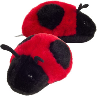 Knuffeldier Lieveheersbeestje - 2x - zachte pluche stof - premium kwaliteit knuffels - rood - 11 cm