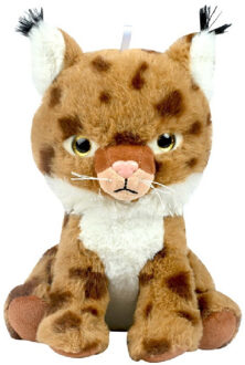 Knuffeldier Lynx Lonnie - zachte pluche stof - dieren knuffels - lichtbruin - 23 cm