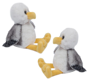 Knuffeldier Meeuw - 2x - zachte pluche stof - premium kwaliteit knuffels - Vogels - 16 cm
