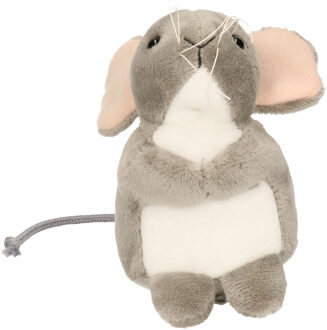 Knuffeldier Muis - pluche stof - premium kwaliteit knuffels - grijs - 11 cm