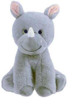 Knuffeldier Neushoorn Olly - zachte pluche stof - dieren knuffels - grijs - 24 cm - Knuffeldier