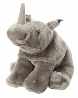 Knuffeldier Neushoorn - pluche - grijs - 18 cm - Safari dieren knuffels