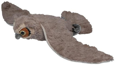 Knuffeldier Oehoe uil - zachte pluche stof - vliegend - grijs - 70 cm