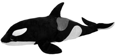 Knuffeldier orka - zachte pluche stof - veel details - zwart/wit - 90 cm