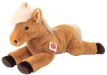 Knuffeldier Paard liggend - zachte pluche stof - premium knuffels - lichtbruin - 48 cm