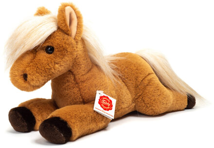 Knuffeldier Paard liggend - zachte pluche stof - premium kwaliteit knuffels - lichtbruin - 34 cm