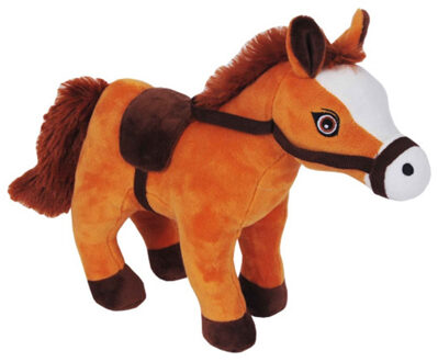 Knuffeldier Paard Lola - zachte pluche stof - dieren knuffels - lichtbruin - 23 cm - Knuffel boederijdieren