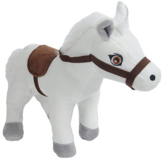 Knuffeldier Paard Lola - zachte pluche stof - dieren knuffels - wit - 23 cm - Knuffel boederijdieren