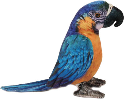 Knuffeldier Papegaai - zachte pluche stof - premium kwaliteit knuffels - blauw/geel - 20 cm